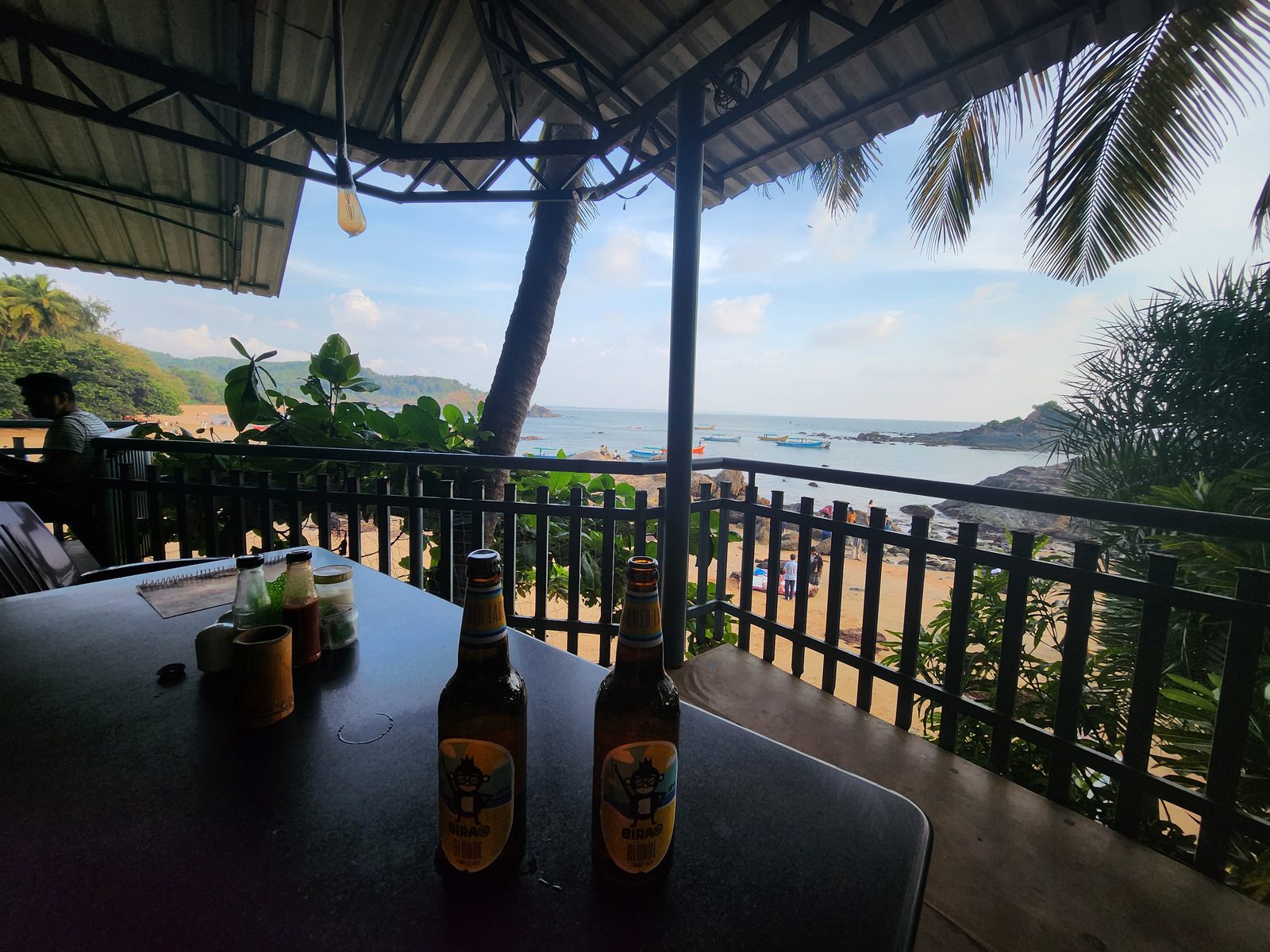 View over Om Beach, Gokarna, from a cliffside shack