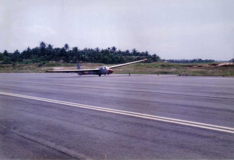 The NCC glider on the runway at Trivandrum airport
