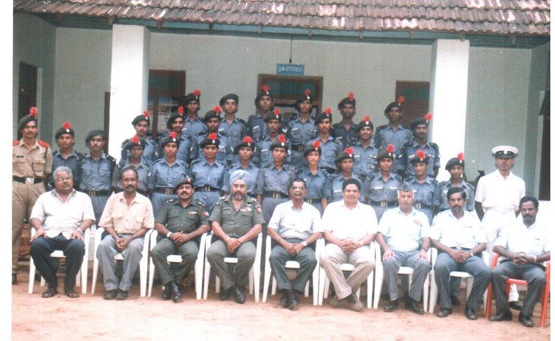 Group photograph of the 1999 Kerala Air Squadron NCC team with their officers
